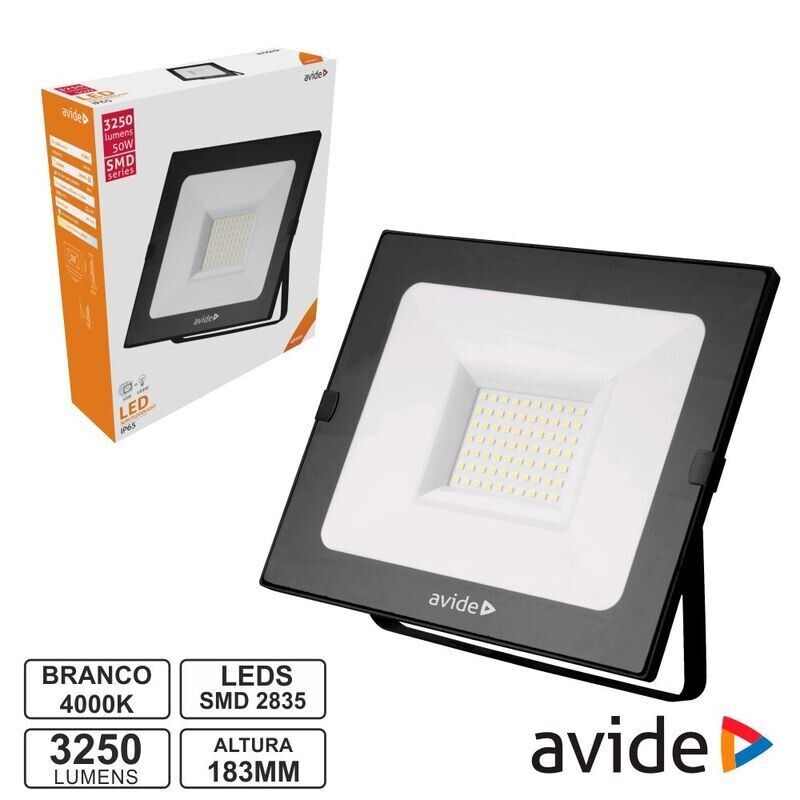 Projetor LED 50W 230V 4000K 3250LM IP65 Preto- Avide