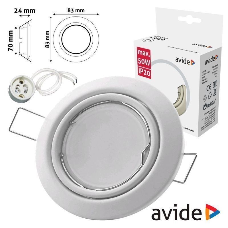 Aro Orientável Redondo Cónico Ø70mm Branco- Avide