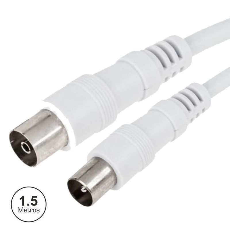 Cabo Coaxial Macho/Fêmea Branco 1.5m