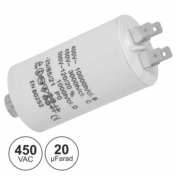 Condensador Arranque 20uF 450V + Terra