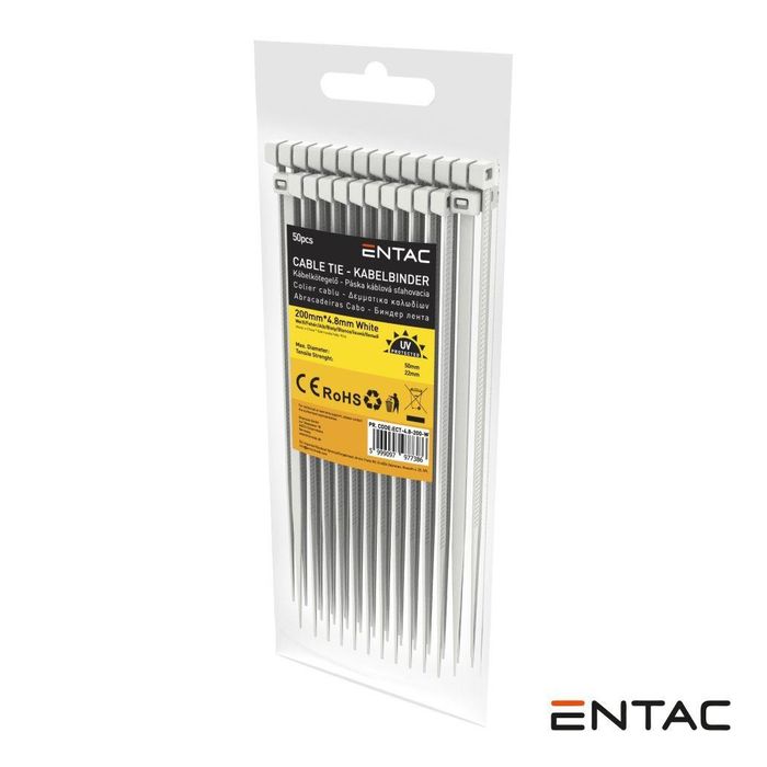 Abraçadeira Nylon  4.8x200mm Branco ENTAC (50un)