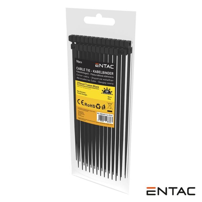 Abraçadeira Fivela de Nylon 7.6x370mm (50un) Branco ENTAC