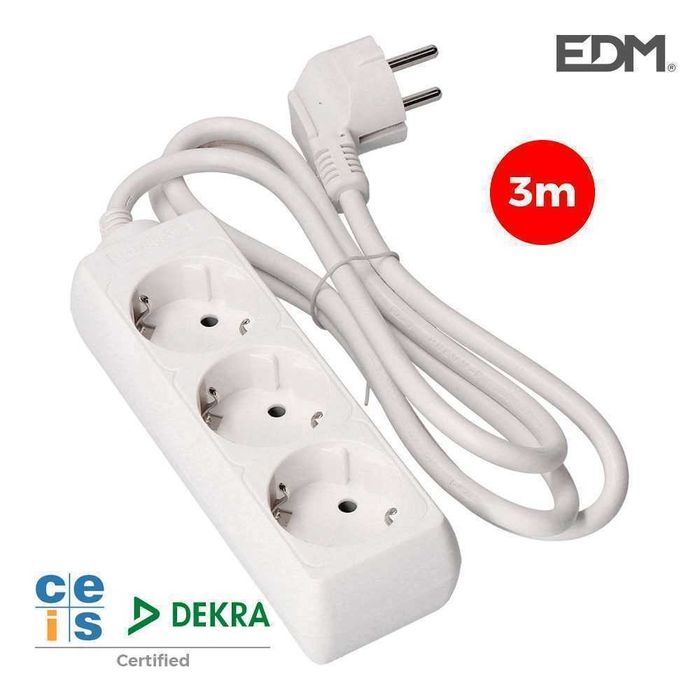 Tomada Elétrica C/ 3 Saídas 3M 3x1.5mm EDM