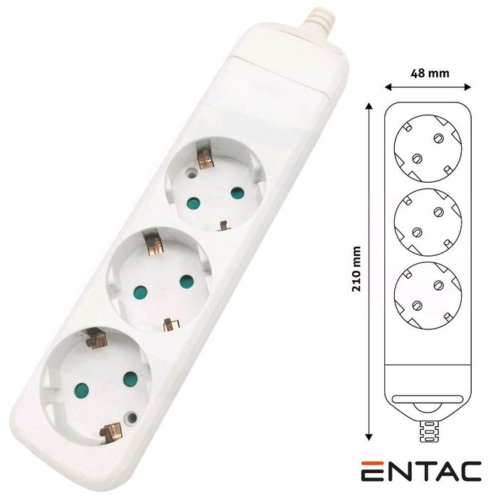 Tomada/Base 3 Tomadas S/Cabo IP20 ENTAC