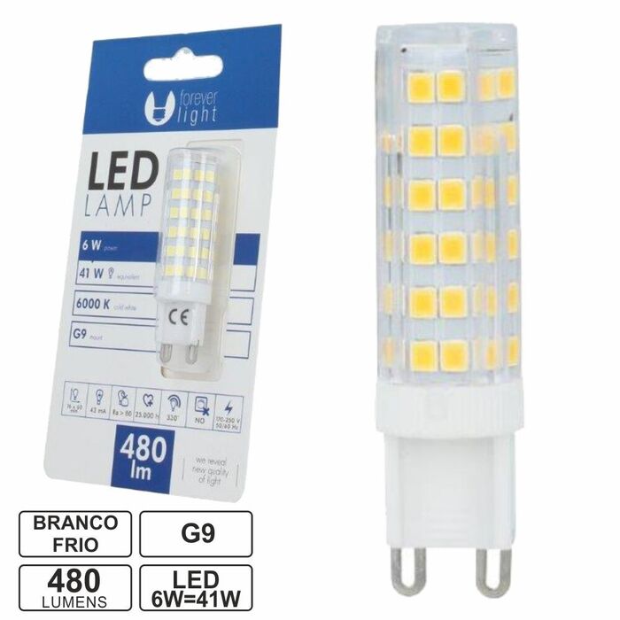 Lâmpada G9 8W=54W 230V Branco Frio 700lm - Forever light