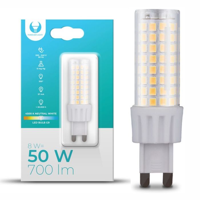 Lâmpada G9 8W=54W 230V 4500K 700lm - Forever light