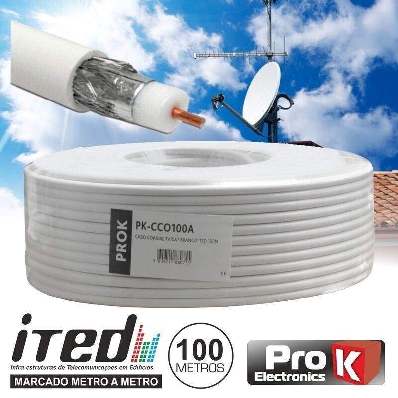 Cabo Coaxial 75ohm Branco ITED PROK (metro)