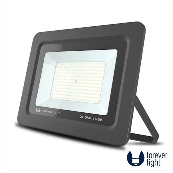 Projetor LED 200W IP66 6000K 16000lm Preto - Forever Light