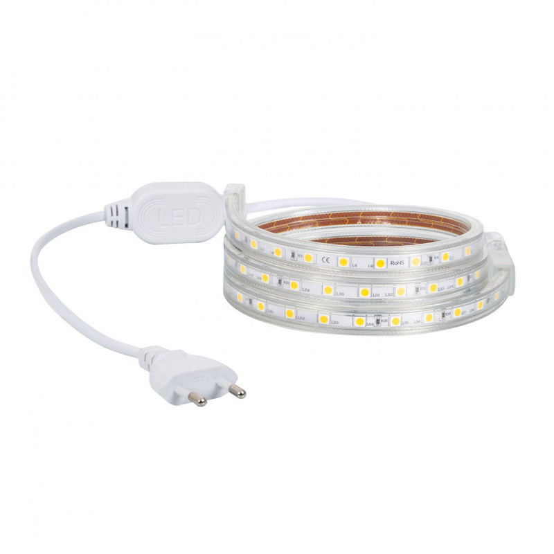 Fita LED 220V AC 120LEDs Branco Neutro IP65 Corte a 50cm 5mts