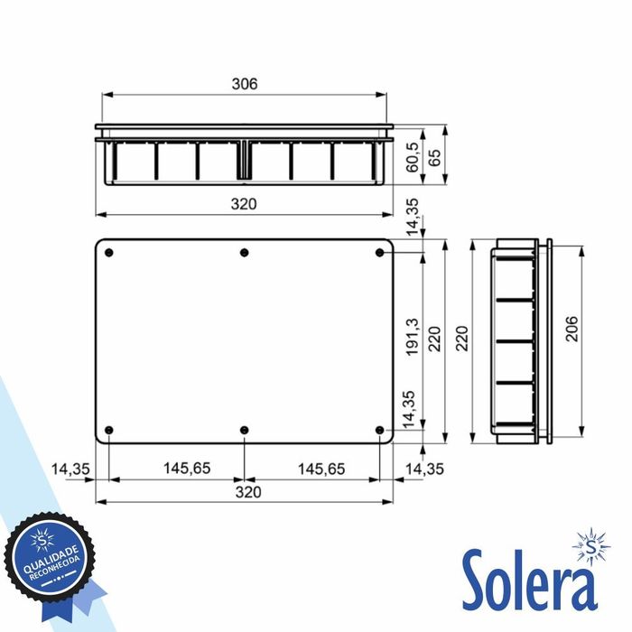 Caixa Derivação Estanque C/20 Entradas 300X200X60 Solera