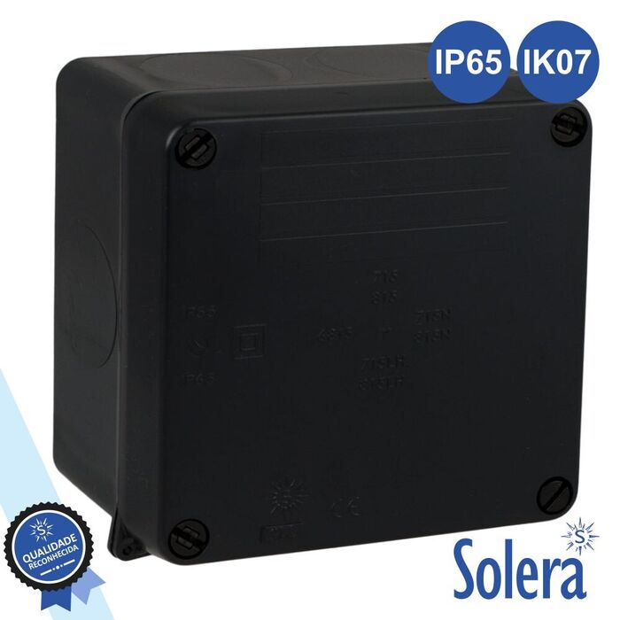 Caixa Derivação Estanque 100X100X55 IP65 Preto Solera