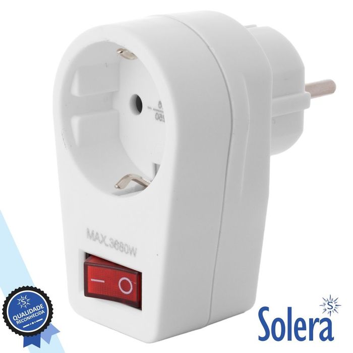 Ficha Elétrica Adaptadora 1xSchuko c/interruptor Solera