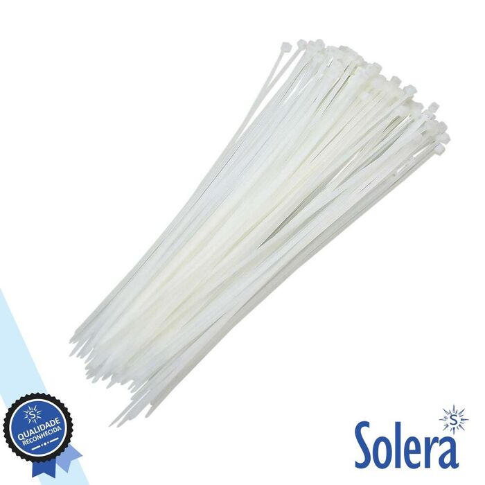 Abraçadeira Fivela de Nylon 4.8x200mm (100un) Branco Solera