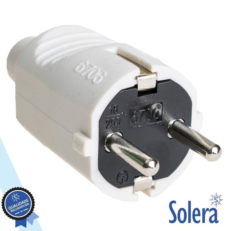 Ficha Macho 16A/250V Branco Solera