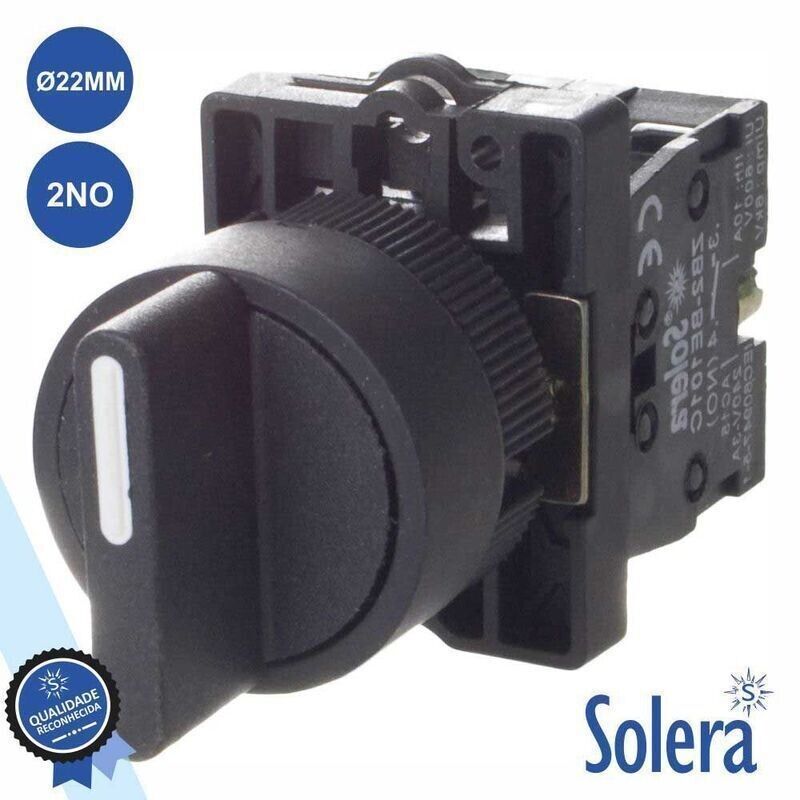 Interruptor Seletor Rotativo 3 Posições 2NO Ø22mm - Solera