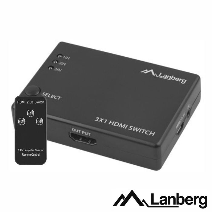 Distribuidor HDMI Amplificado 3 Entrada e 1 Saída IR Lanberg