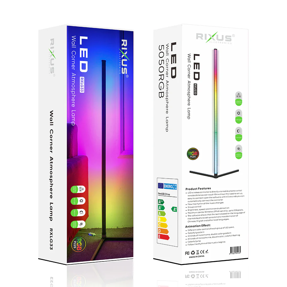 Candeeiro de Parede/Canto Rixus com iluminação RGB.