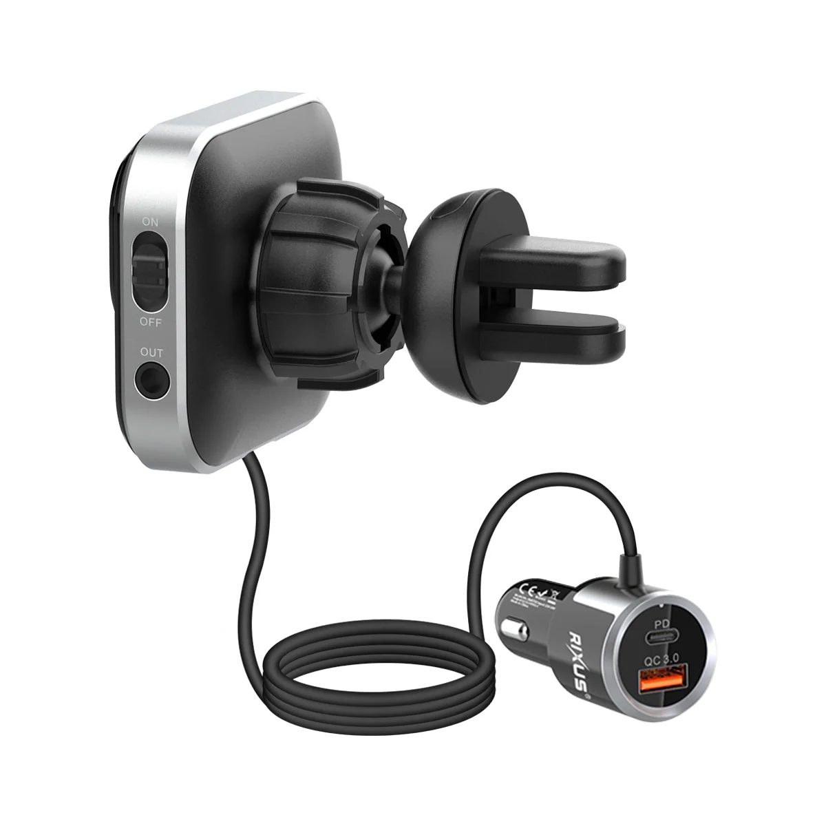 Transmissor FM Bluetooth 2 em 1 com Adaptador para Automóvel Rixus RXBT55 