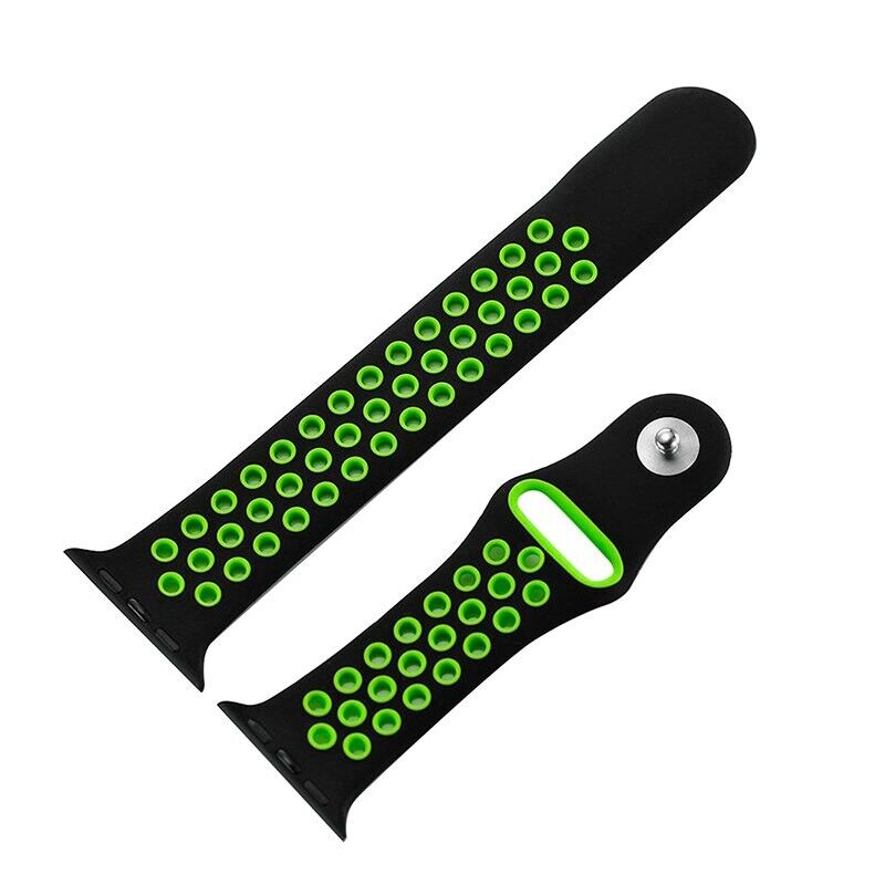 Pulseira Silicone Preto-Verde para Apple Watch Serie 42mm - 44mm - 45mm