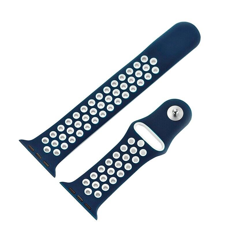 Pulseira Silicone Azul-Branca para Apple Watch Serie 38mm - 40mm - 41mm