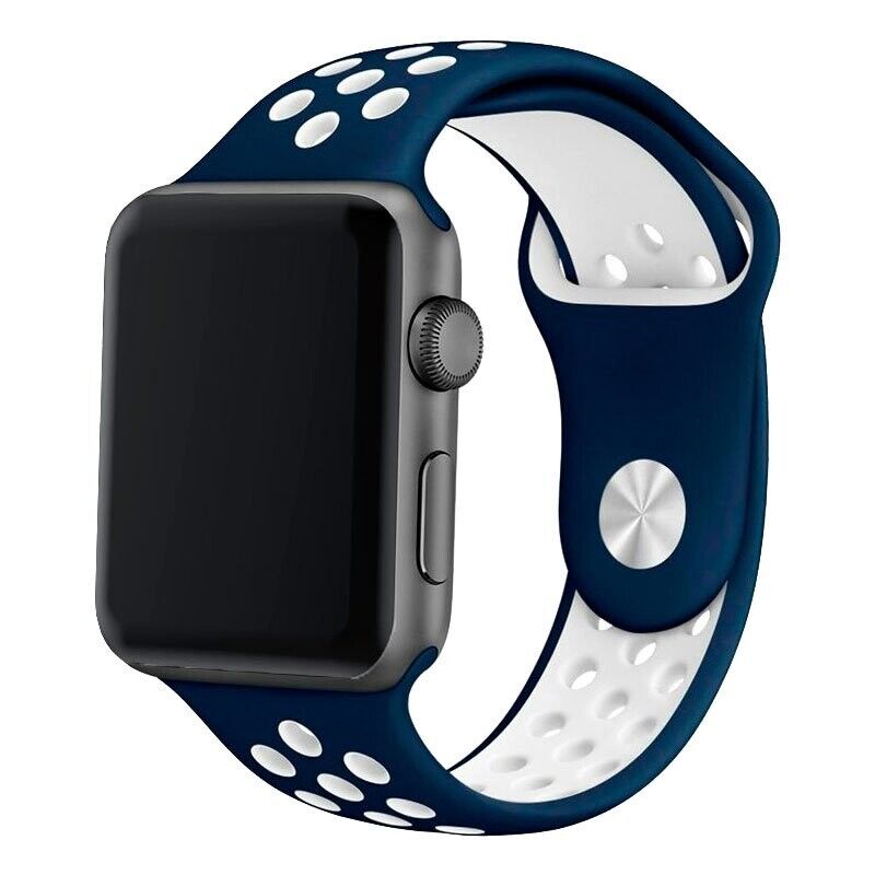 Pulseira Silicone Azul-Branca para Apple Watch Serie 38mm - 40mm - 41mm