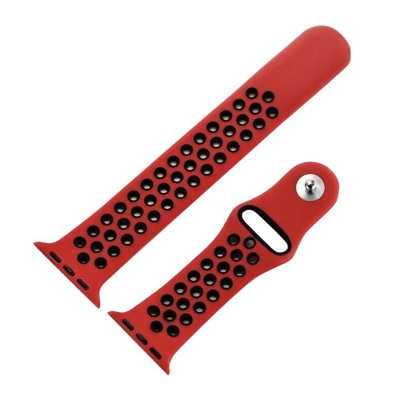 Pulseira Silicone Vermelho-Preto para Apple Watch Serie 42mm - 44mm - 45mm