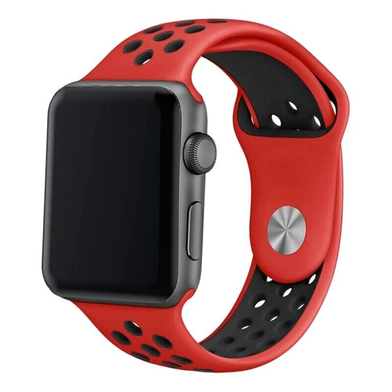 Pulseira Silicone Vermelho-Preto para Apple Watch Serie 42mm - 44mm - 45mm