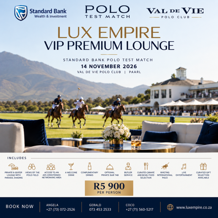 Standard Bank Polo VIP - Saturday 14 November 2026 - Val De Vie Estate - Cape Town