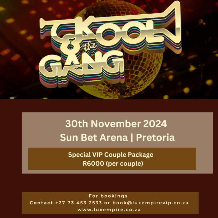 Kool and the Gang VIP Couple Package - 30 November 2024 - Sun Arena Pretoria