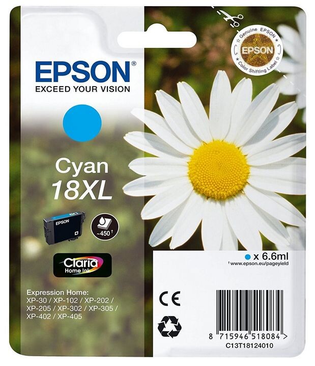 Tinteiro EPSON 18 Ciano XL - XP-30/x02/x05/x12/x15/x22/x25