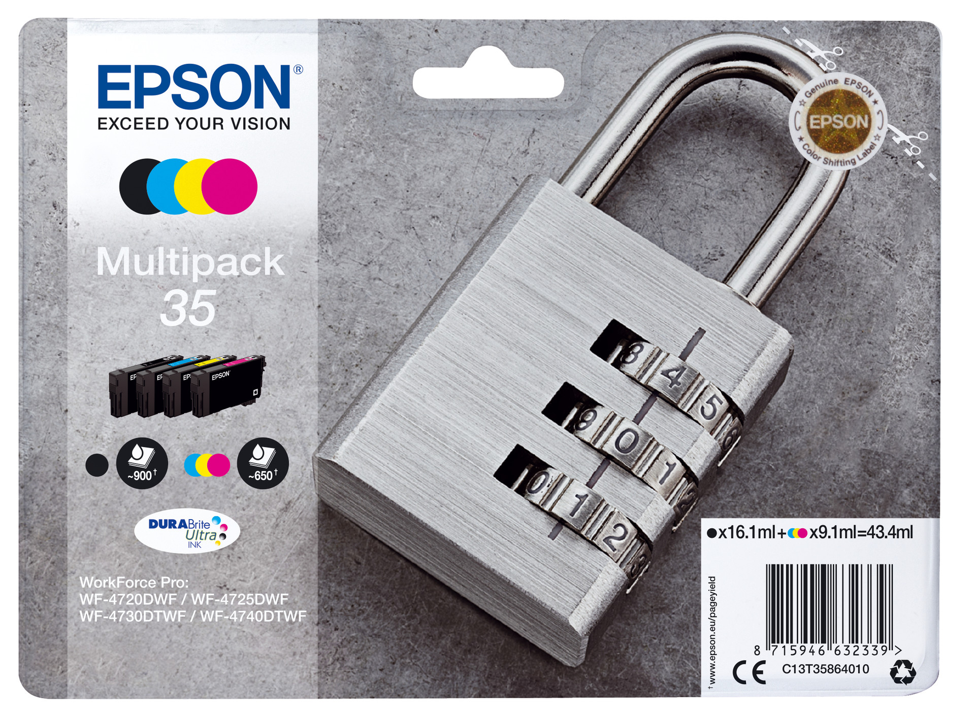 Tinteiro EPSON 35 Multipack 4 Cores + Alarme RF - WF-47xx