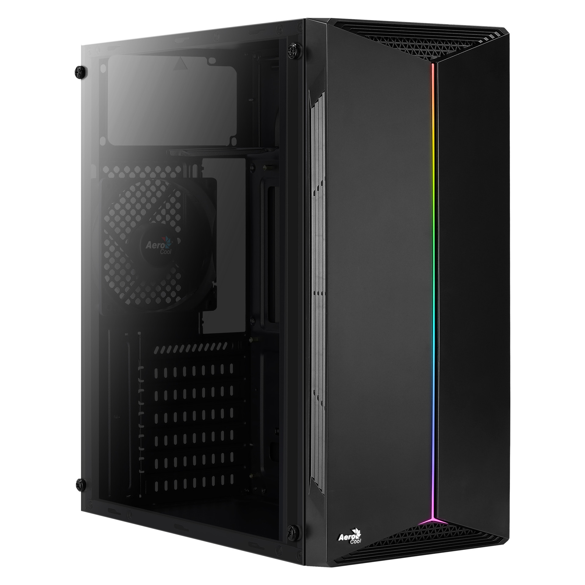 Caixa AEROCOOL ATX CASE, RGB 13 MODES, FULL WINDOW SIDE PANEL, 120MM FAN - SPLIT