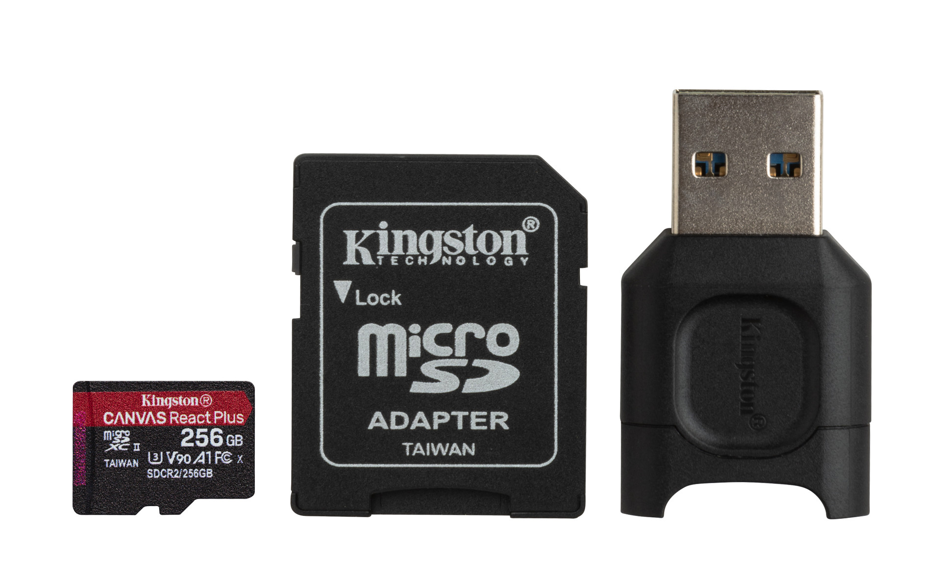 MicroSD Kingston React Plus 256GB class10 UHS-II U3 V90 A1(285MB/s-165MB/s)