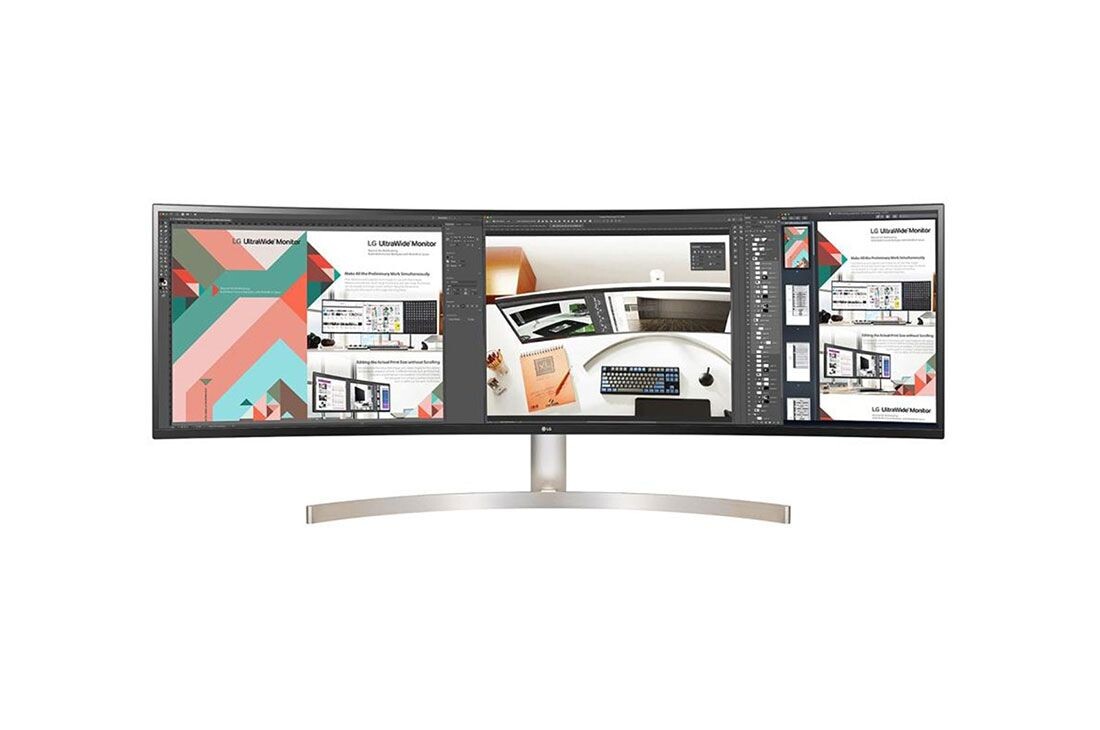 Monitor LG 49P 32:9 UltraWide Dual QHD, HDMI/DP/USB TypeC/Colunas/Tilt/Ajust.Altura branco/cinza