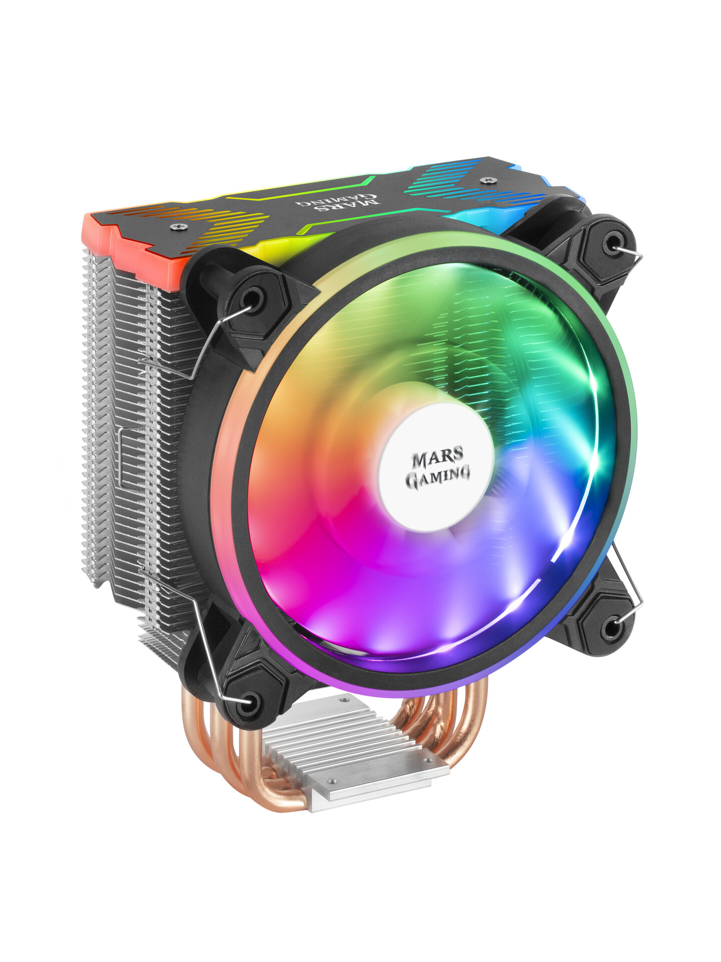 Cooler MARS GAMING MCPUX CPU COOLER, DUAL ARGB, 12CM PWM FAN, 4X HEATPIPE, 180W, BLACK