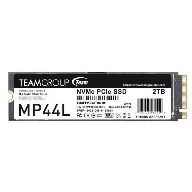 2TB SSD M.2 PCIe 4.0 NVMe Team Group MP44L-4800R/4400W-525/550K IOPS