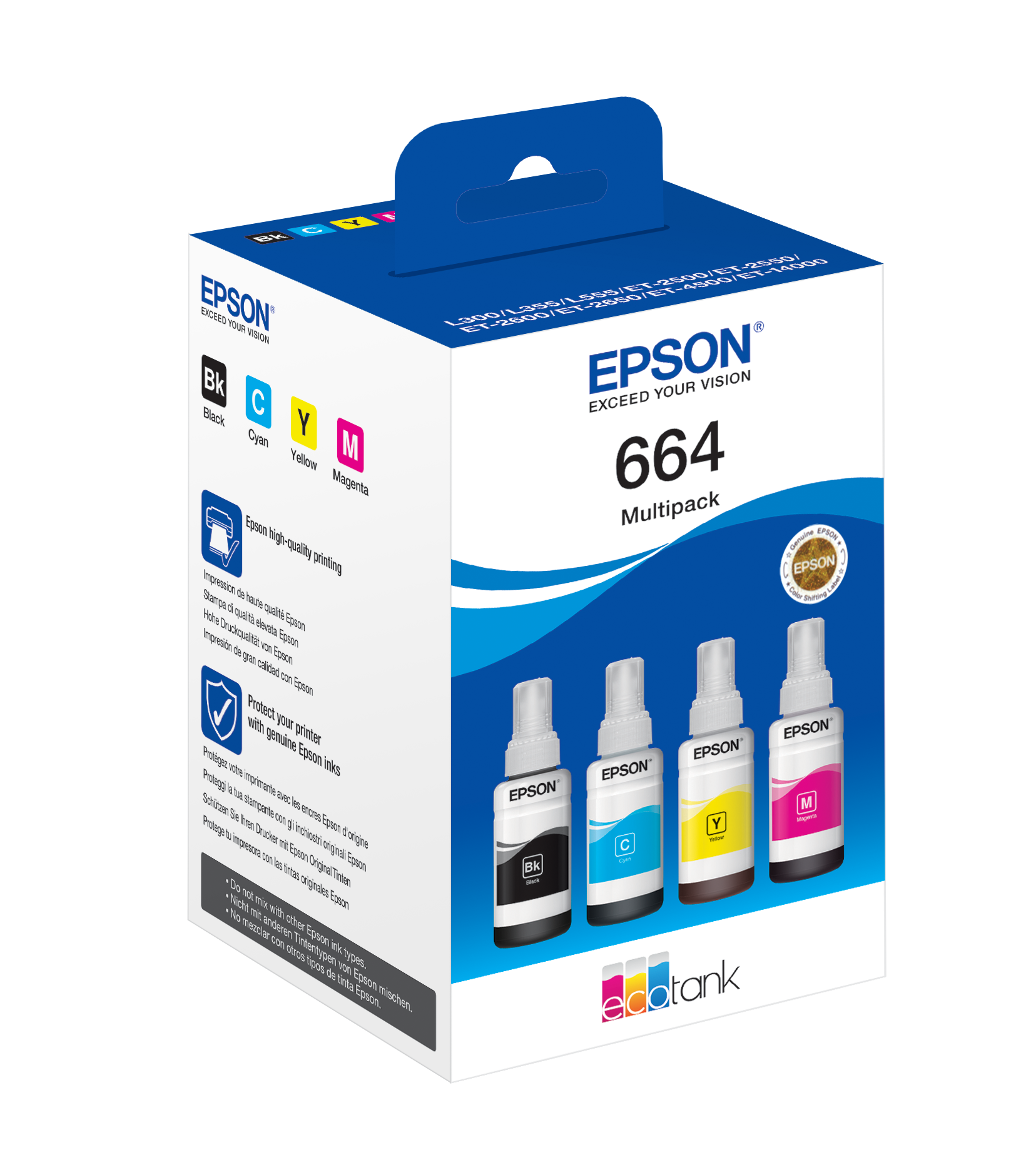 Recarga De Tinta Epson Serie 664 Multipack 4 Cores Ecotank 3600 4550 16500 8090