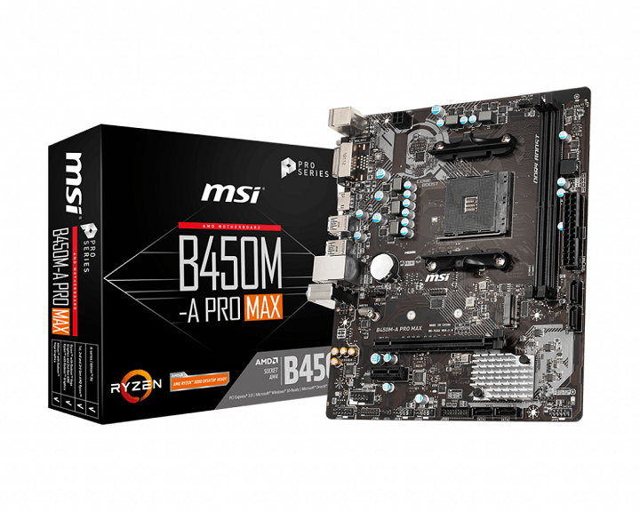 MB MSI B450M-A PRO MAX SKT AMD AM4 2xDDR4 DVI/HDMI mATX