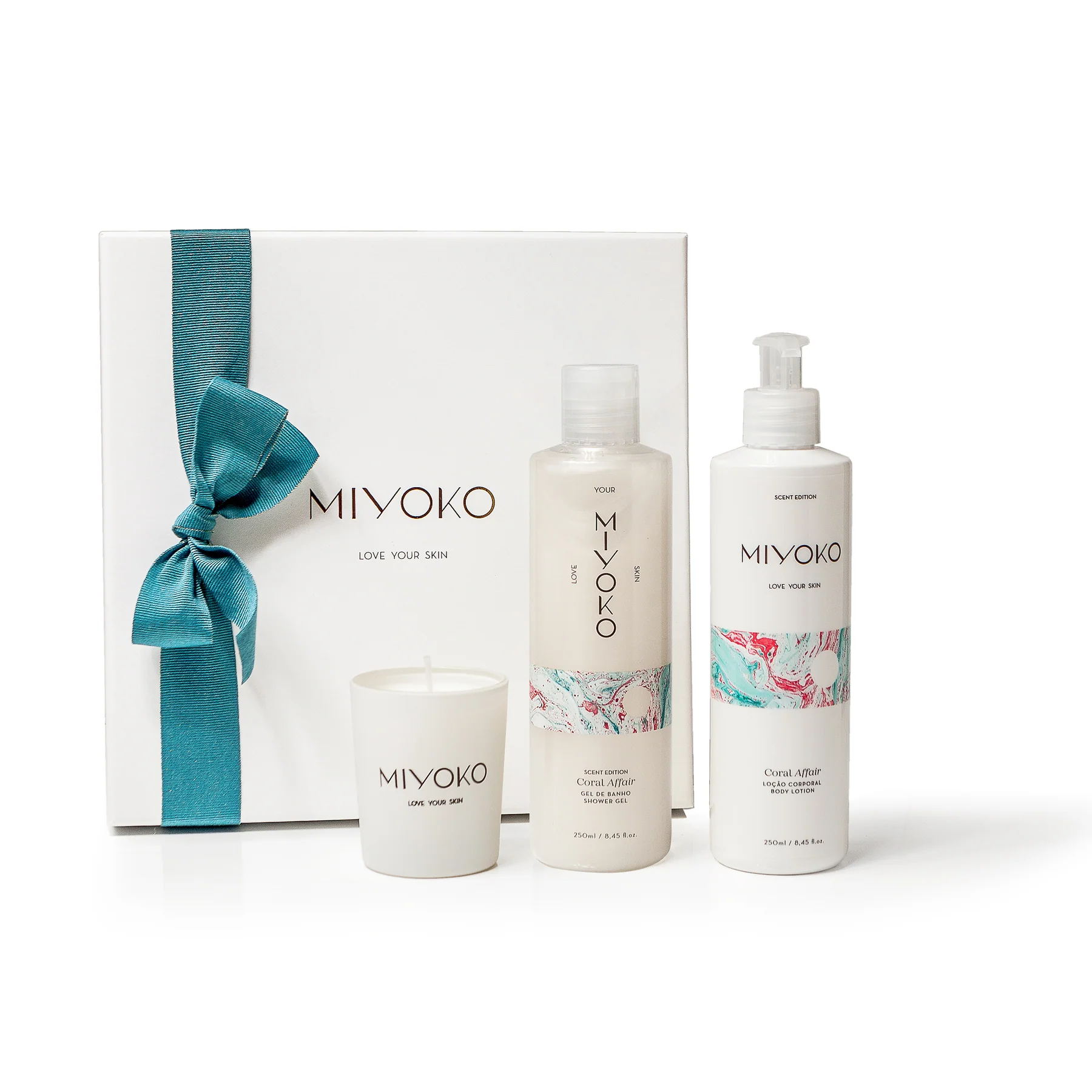 Coffret Gel de Banho e Loção Corporal com Vela Perfumada Coral Affair