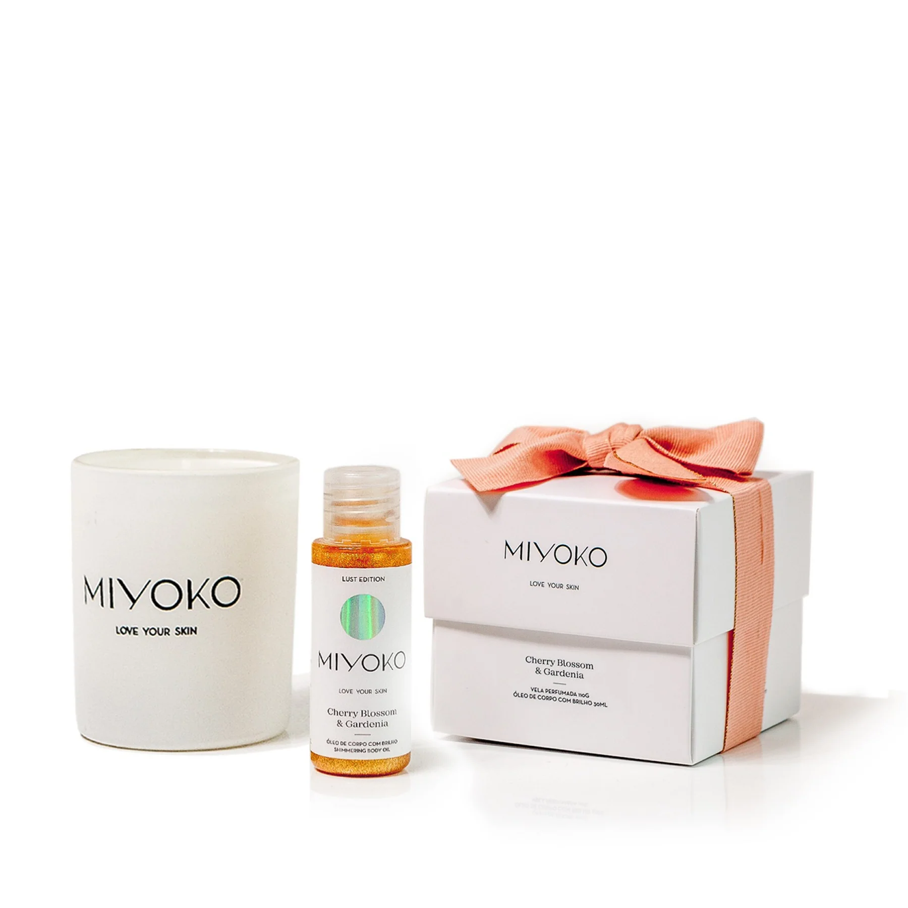 Mini Coffret Vela Perfumada & Óleo de Brilho MIYOKO