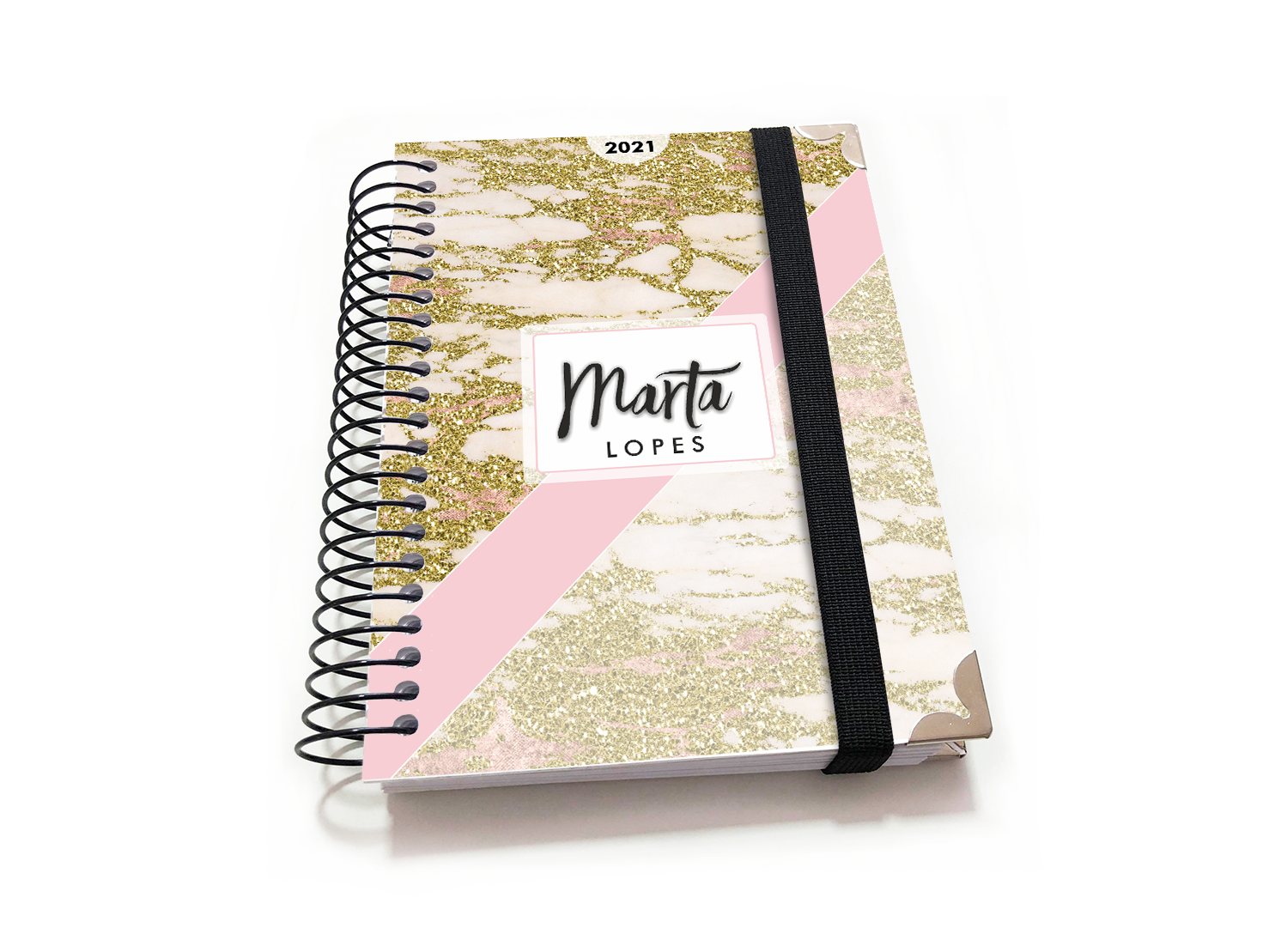 Agenda A6 Personalizada - mármore dourado