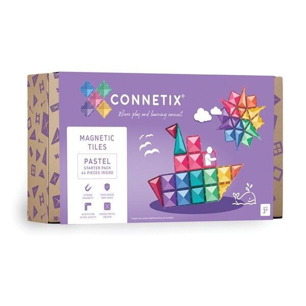  Connetix Pastel Starter Pack 64 Peças - Connetix Tiles 