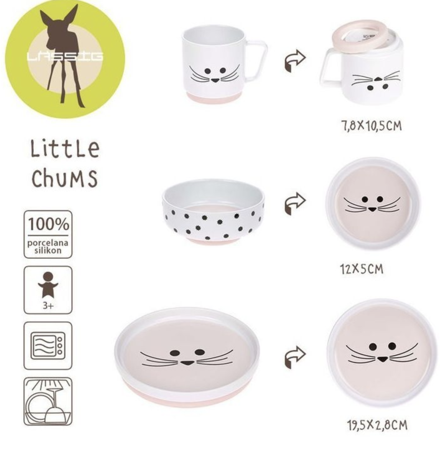  Conjunto de Alimentação em Porcelana Little Chums Mouse- Lassig 