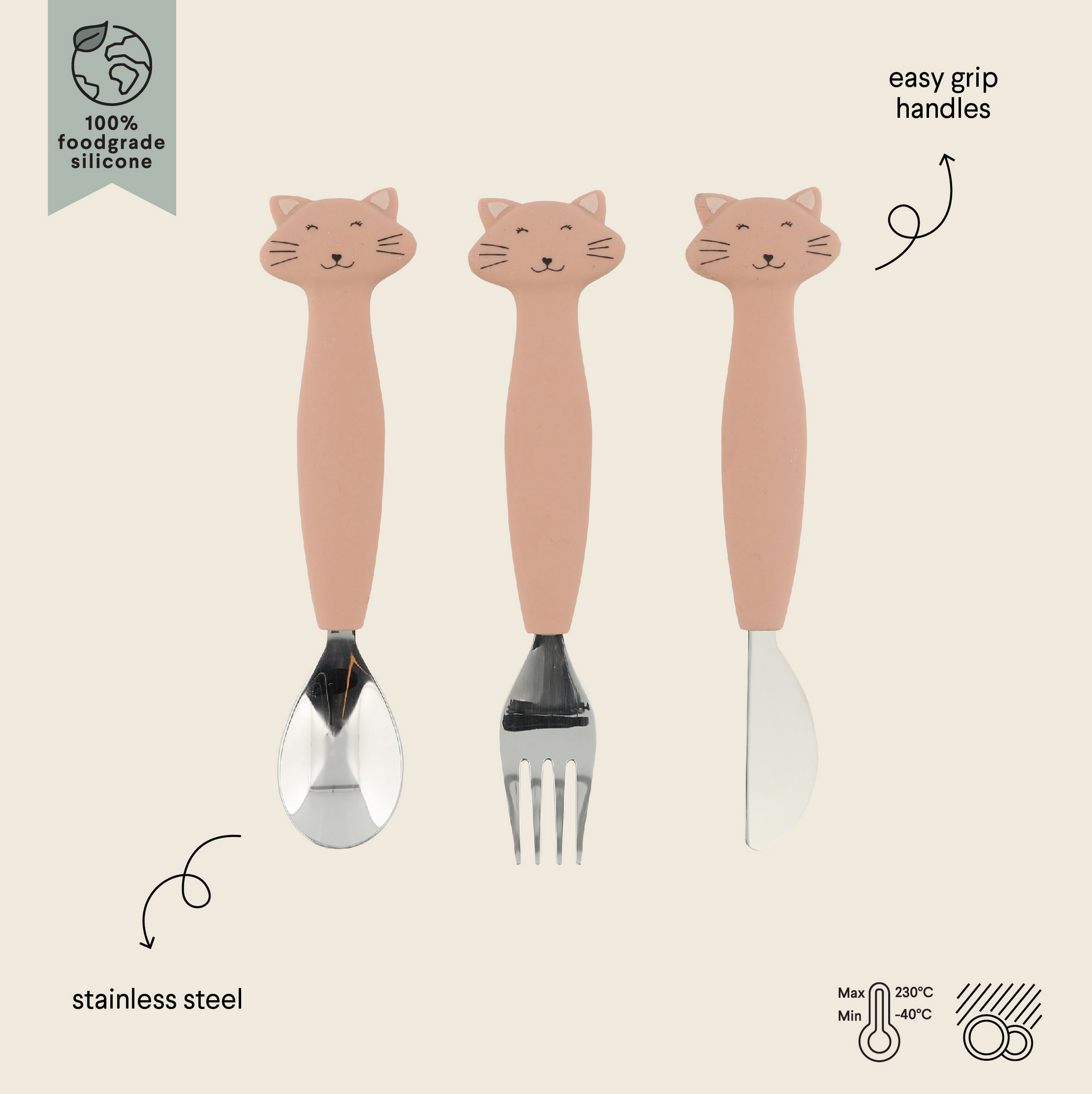  Conjunto de Talheres em Silicone Mrs. Cat - Trixie 