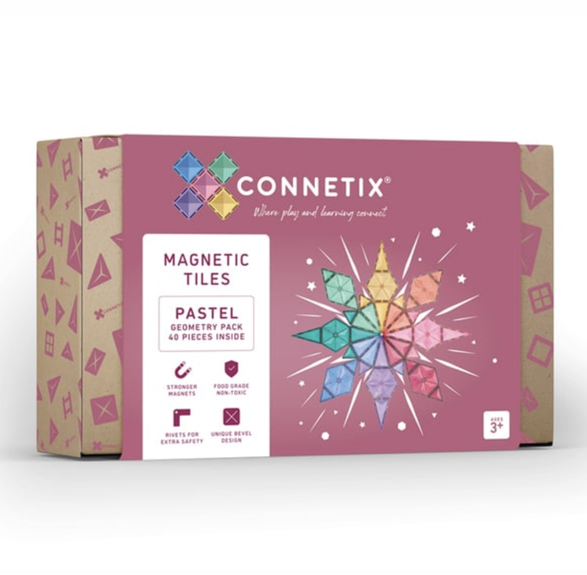  Connetix Pastel Geometry Pack 40 Peças - Connetix Tiles 