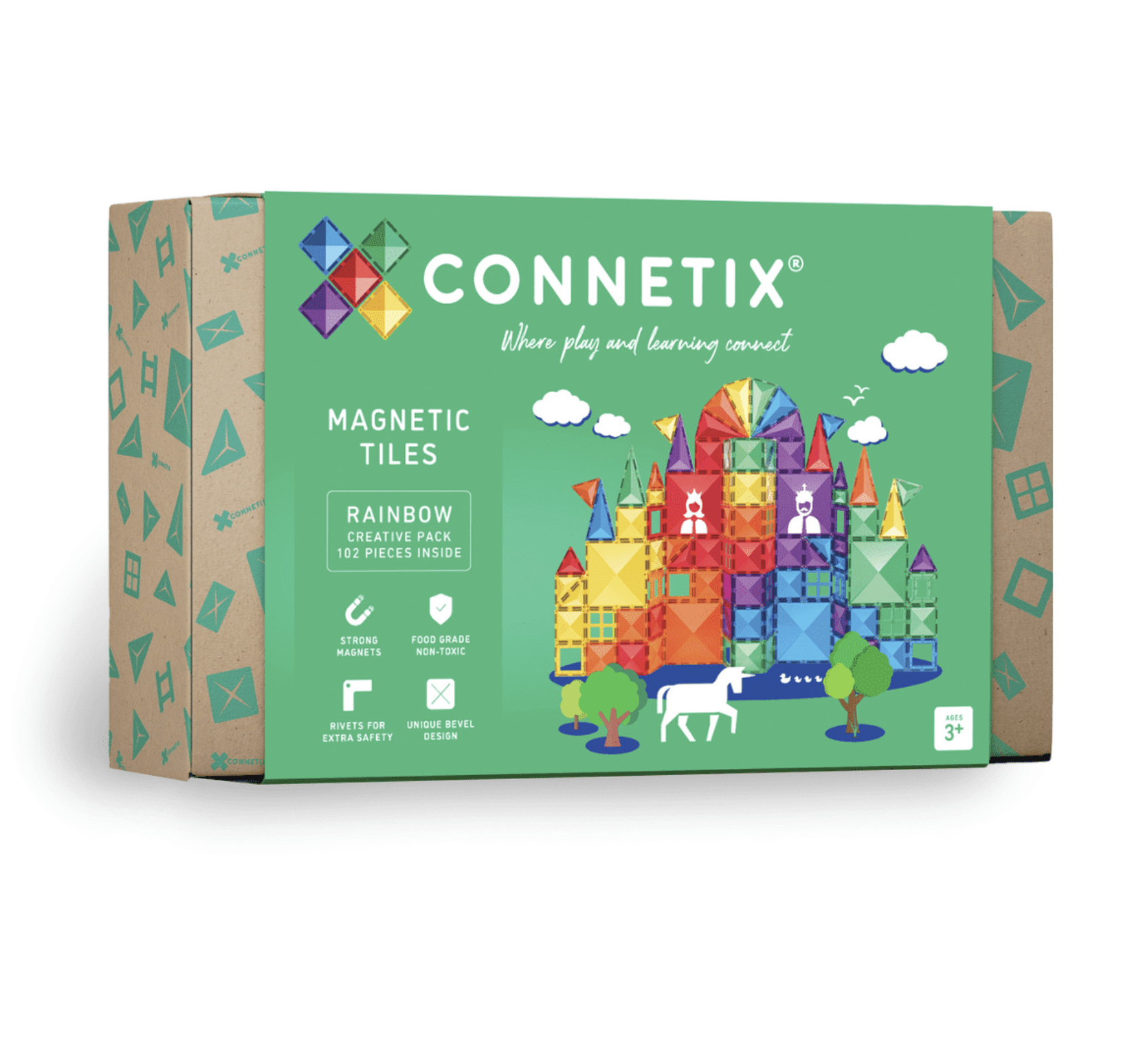  Connetix Rainbow Creative Pack 102 Peças - Connetix Tiles 