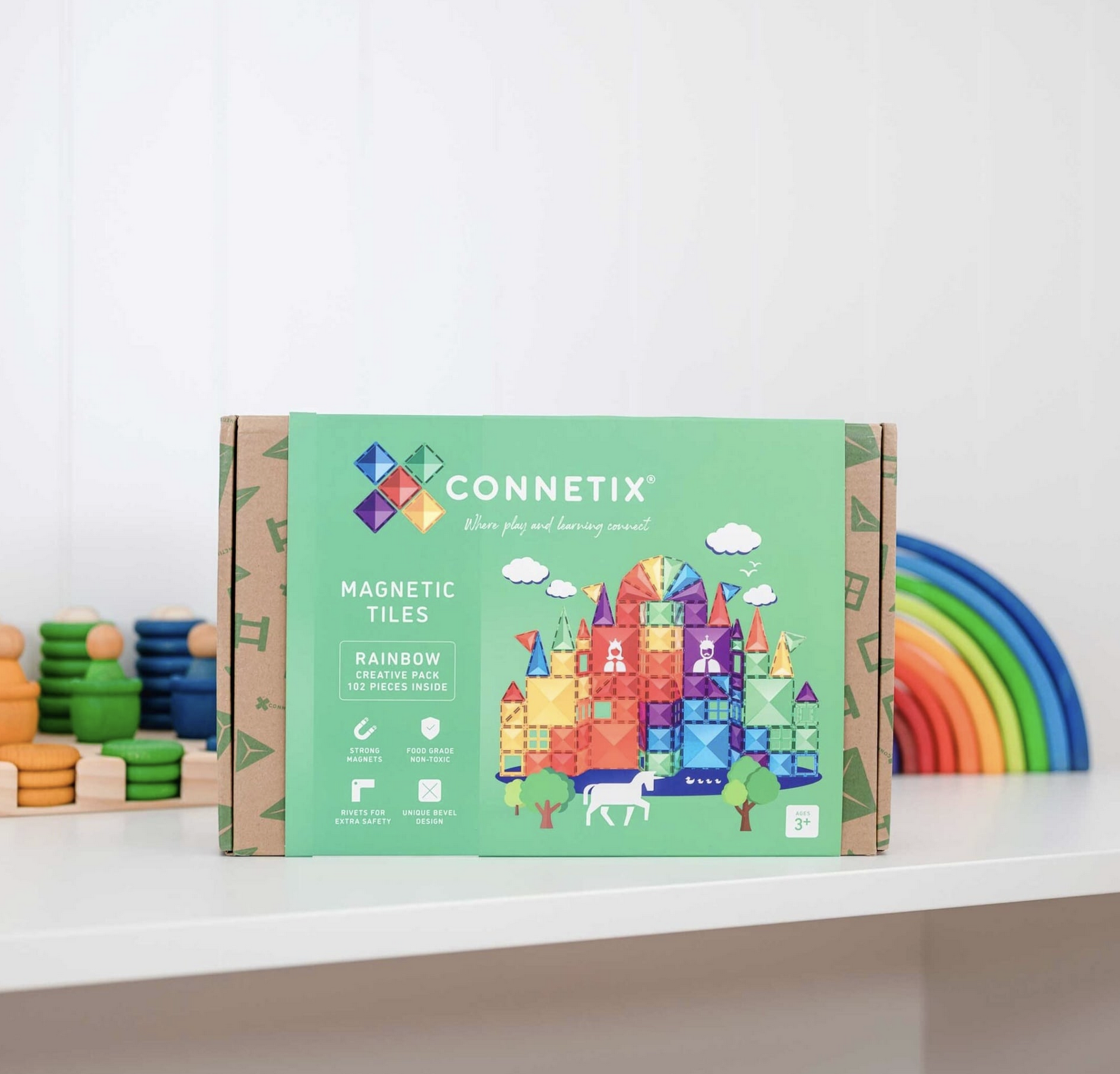  Connetix Rainbow Creative Pack 102 Peças - Connetix Tiles 