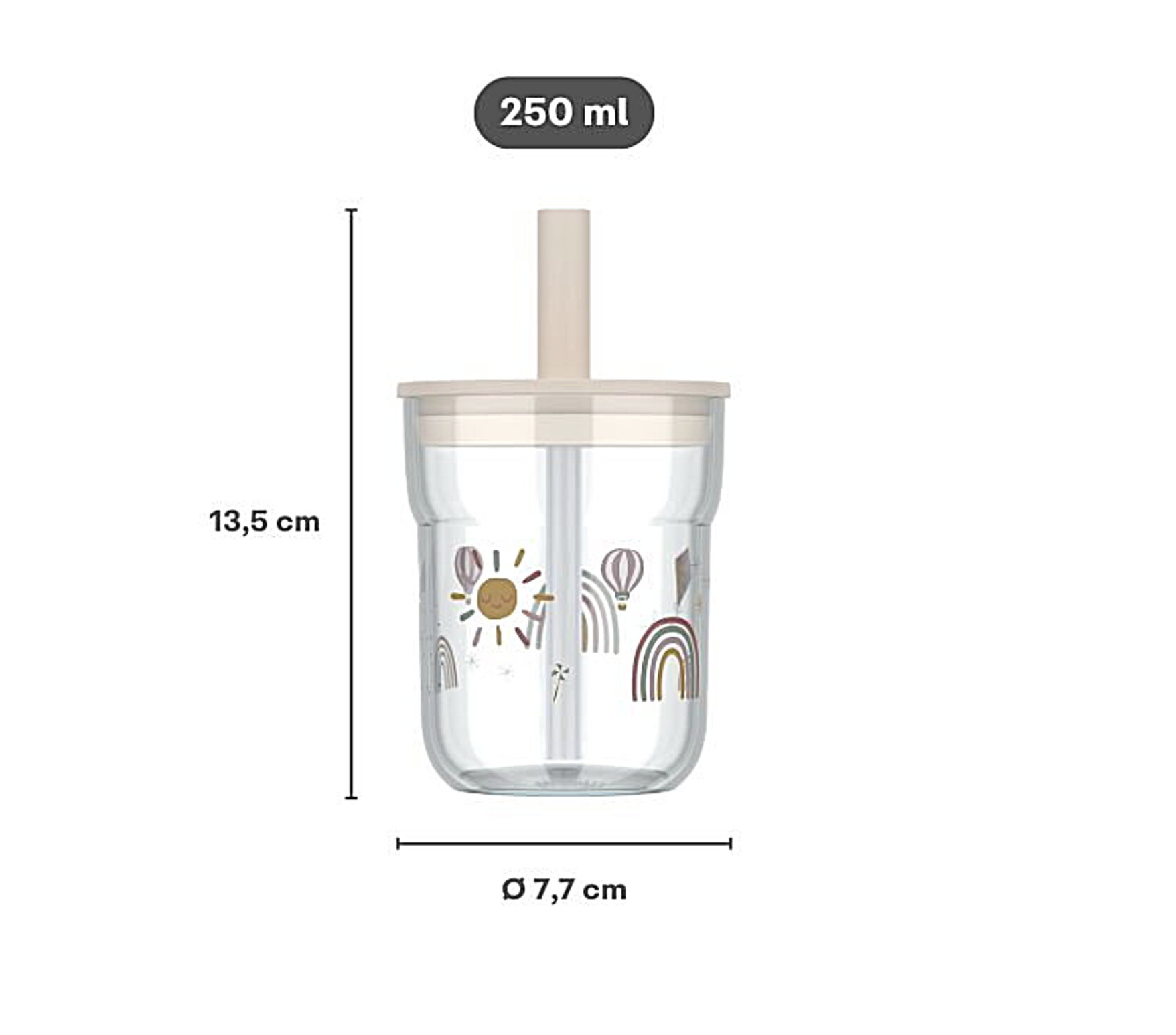  Copo com palhinha Arco-Íris 250 ml - Mepal 