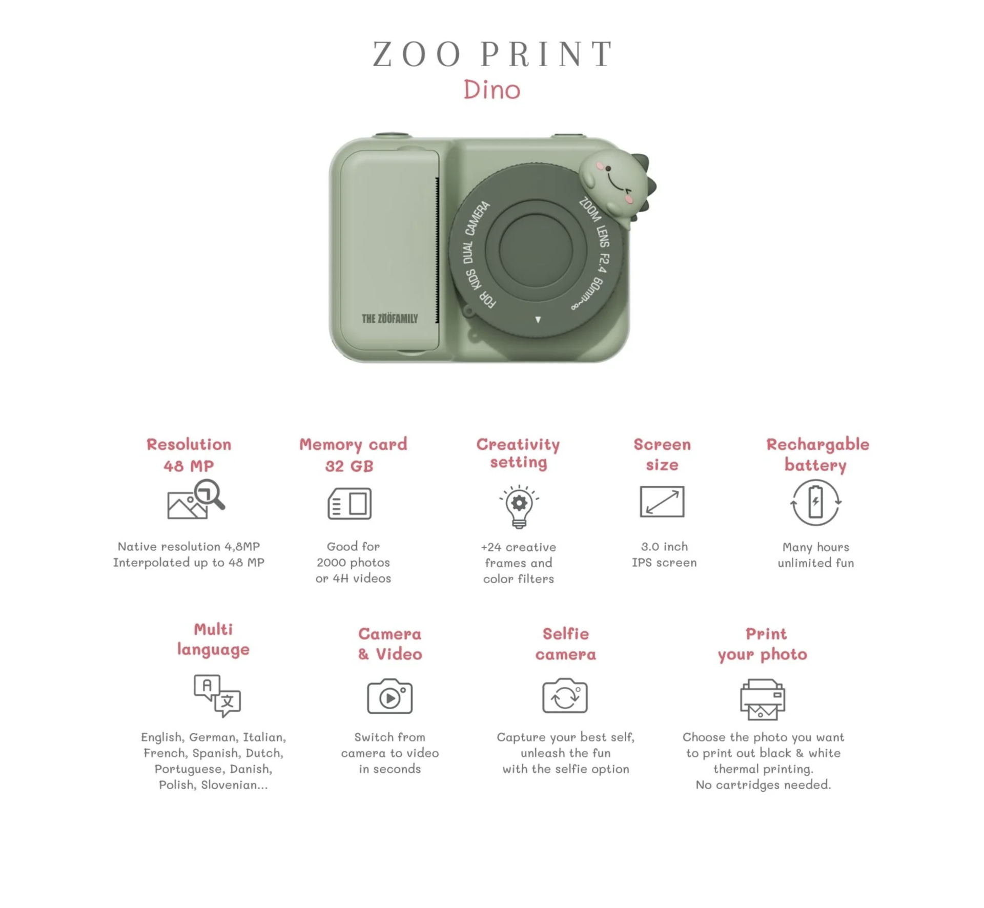  Máquina Fotográfica Zoo Print Dino - The Zoofamily 