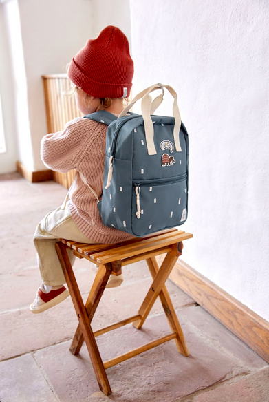  Mini Mochila Square Happy Prints Midnight Blue - Lassig 